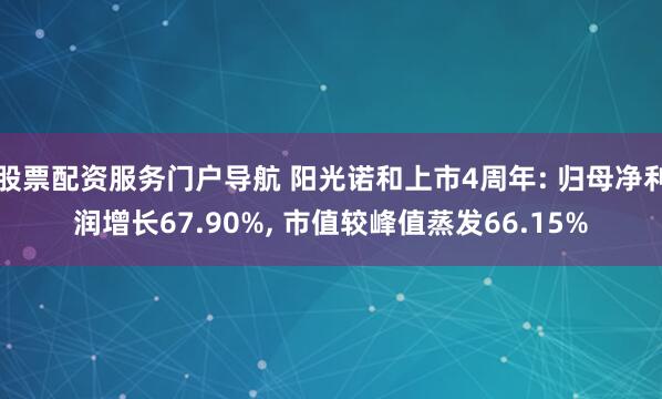 股票配资服务门户导航 阳光诺和上市4周年: 归母净利润增长67.90%, 市值较峰值蒸发66.15%