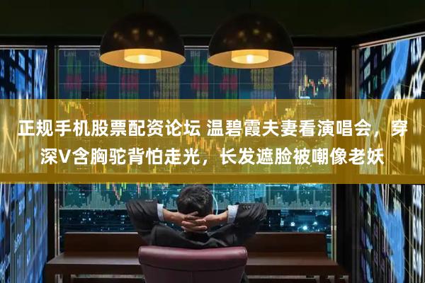 正规手机股票配资论坛 温碧霞夫妻看演唱会，穿深V含胸驼背怕走光，长发遮脸被嘲像老妖